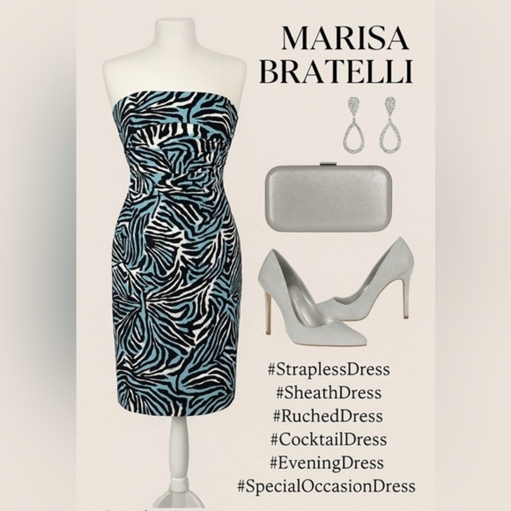 Marisa Bratetlli Strapless Sheath Dress – Size 10